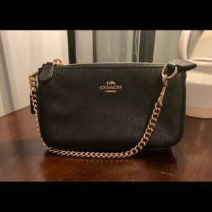 Coach Pebbled Black Leather Wristlet